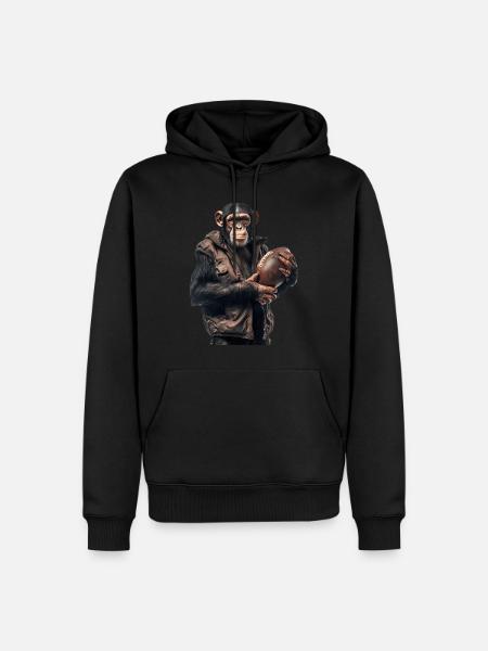 Schimpansen Fußball - Männer Premium Bio Hoodie - Schwarz