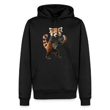 Roter Panda Fußball - Männer Premium Bio Hoodie - Schwarz - Vorne - Nico (187cm)