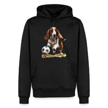 Basset - Männer Premium Bio Hoodie - Schwarz - Vorne - Nico (187cm)