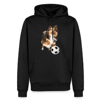 Chien de berger Shetland - Sweat à capuche Premium bio Homme - noir - Devant - Nico (187cm)