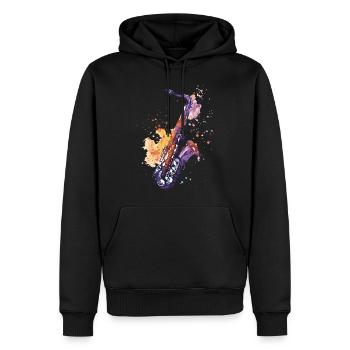 Saxophone - Sweat à capuche Premium bio Homme - noir - Devant - Nico (187cm)
