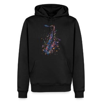 Saxophone - Sweat à capuche Premium bio Homme - noir - Devant - Nico (187cm)