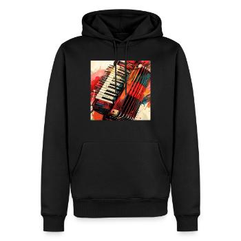 Accordéon - Sweat à capuche Premium bio Homme - noir - Devant - Nico (187cm)