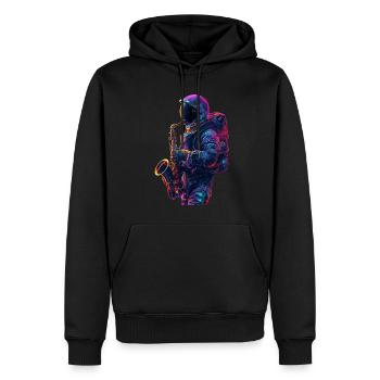 Saxophone astronaute - Sweat à capuche Premium bio Homme - noir - Devant - Nico (187cm)