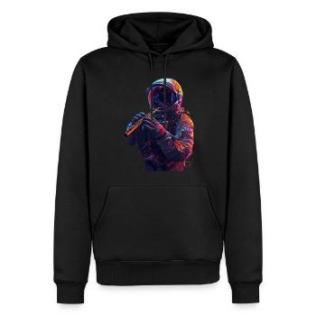 Flûte d’astronaute - Sweat à capuche Premium bio Homme - noir - Devant - Nico (187cm)