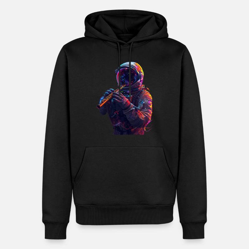 Astronaut Querflöte - Männer Premium Bio Hoodie - Schwarz