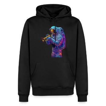 Astronaut Trompete - Männer Premium Bio Hoodie - Schwarz - Vorne - Nico (187cm)
