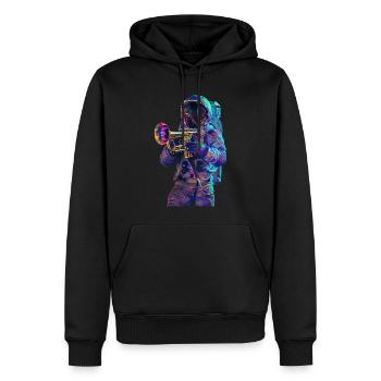 Trompette astronaute - Sweat à capuche Premium bio Homme - noir - Devant - Nico (187cm)