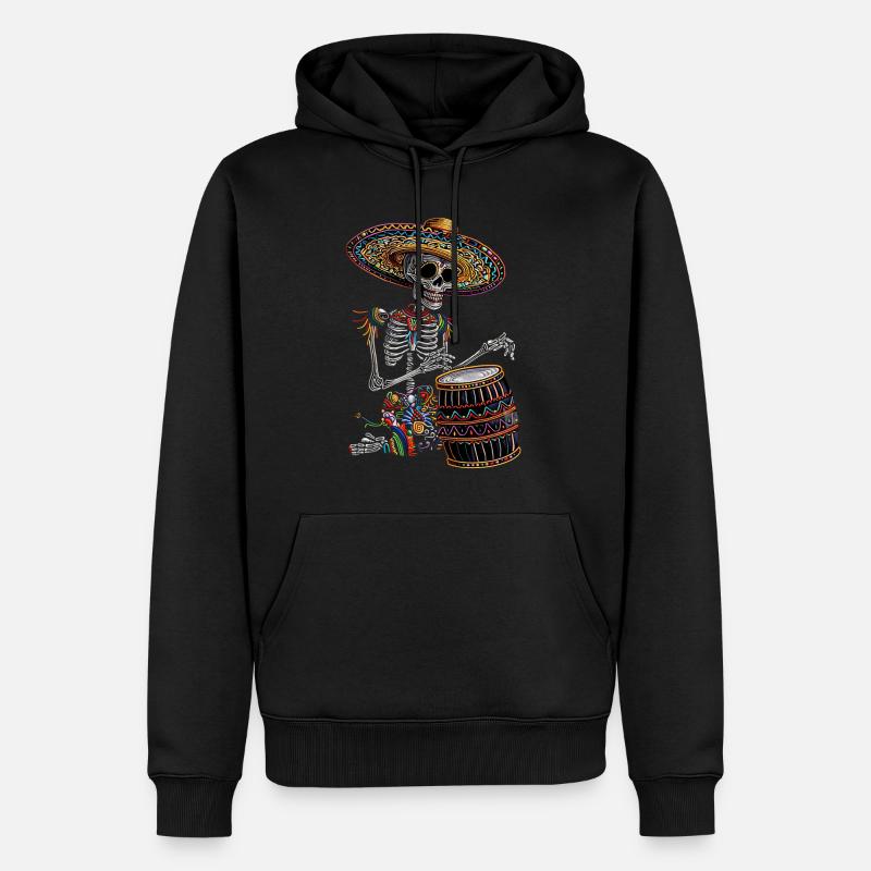 Tambours squelettes mexicains - Sweat à capuche Premium bio Homme - noir