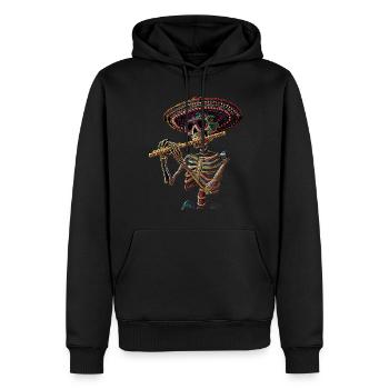 Flûte Squelette Mexicain - Sweat à capuche Premium bio Homme - noir - Devant - Nico (187cm)