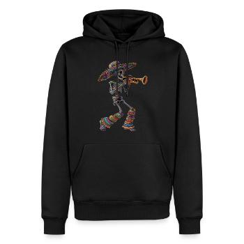 Trompette mexicaine squelette - Sweat à capuche Premium bio Homme - noir - Devant - Nico (187cm)