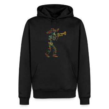 Trompette mexicaine squelette - Sweat à capuche Premium bio Homme - noir - Devant - Nico (187cm)