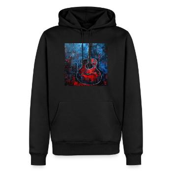 Guitare - Sweat à capuche Premium bio Homme - noir - Devant - Nico (187cm)