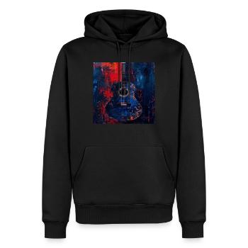 Guitare - Sweat à capuche Premium bio Homme - noir - Devant - Nico (187cm)