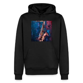 Saxophone - Sweat à capuche Premium bio Homme - noir - Devant - Nico (187cm)