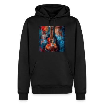 Ukulélé - Sweat à capuche Premium bio Homme - noir - Devant - Nico (187cm)