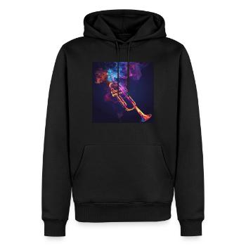 Trompette - Sweat à capuche Premium bio Homme - noir - Devant - Nico (187cm)