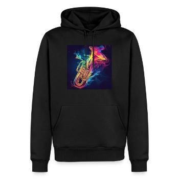 Tuba - Sweat à capuche Premium bio Homme - noir - Devant - Nico (187cm)