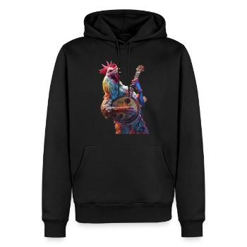 Rooster Banjo - Men’s Premium Organic Hoodie - black - Front - Nico (187cm)