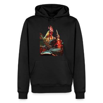 Tambours à claquettes - Sweat à capuche Premium bio Homme - noir - Devant - Nico (187cm)