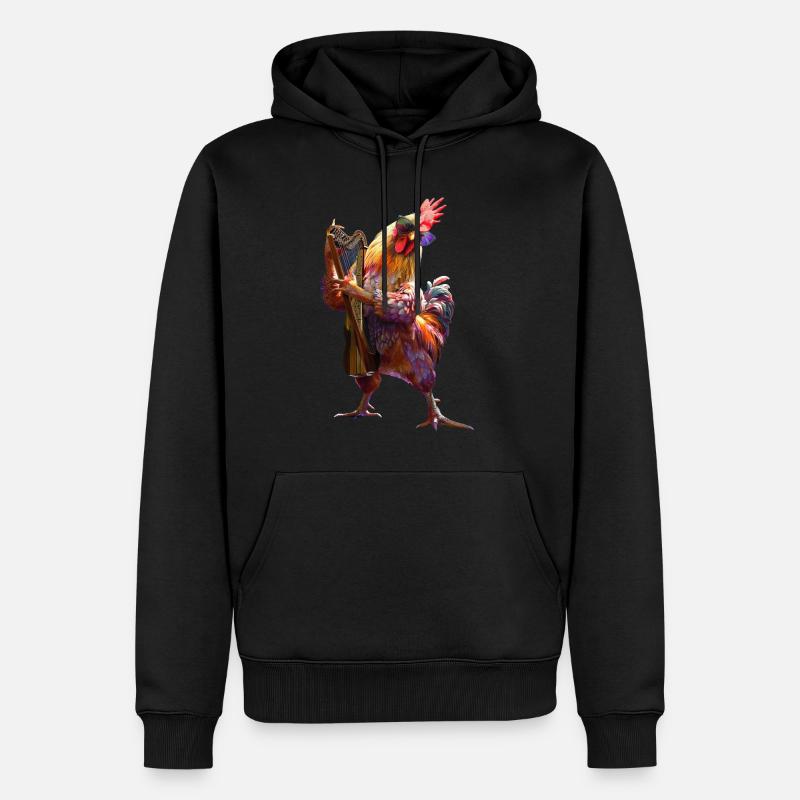 Hahn Harfe - Männer Premium Bio Hoodie - Schwarz