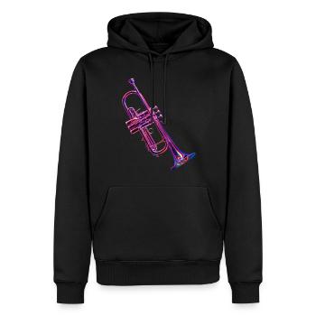 Trompette - Sweat à capuche Premium bio Homme - noir - Devant - Nico (187cm)