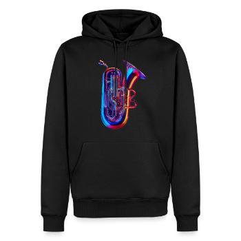 Tuba - Sweat à capuche Premium bio Homme - noir - Devant - Nico (187cm)