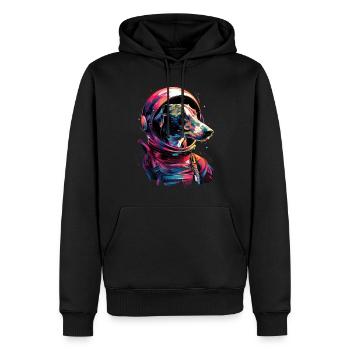 Whippet - Männer Premium Bio Hoodie - Schwarz - Vorne - Nico (187cm)