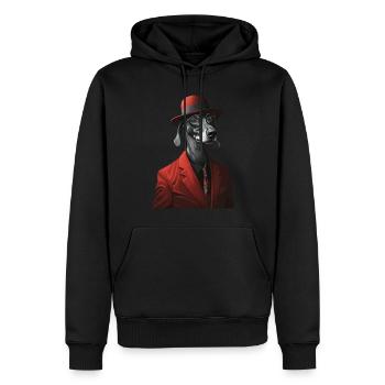 Windhund - Männer Premium Bio Hoodie - Schwarz - Vorne - Nico (187cm)