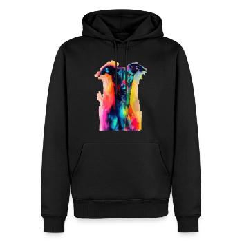 Windhund - Männer Premium Bio Hoodie - Schwarz - Vorne - Nico (187cm)