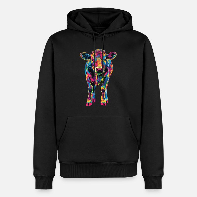 Kuh - Männer Premium Bio Hoodie - Schwarz
