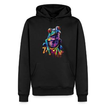 Frosch - Männer Premium Bio Hoodie - Schwarz - Vorne - Nico (187cm)