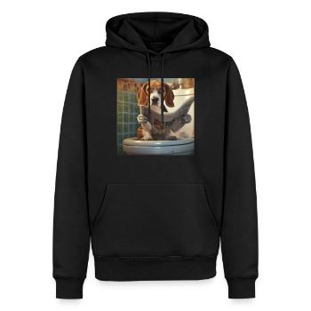 Beagle - Männer Premium Bio Hoodie - Schwarz - Vorne - Nico (187cm)