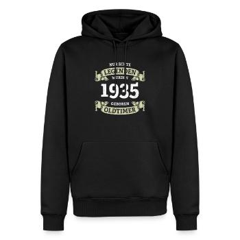 Echte Legenden wurden 1935 geboren 90. Geburtstag - Männer Premium Bio Hoodie - Schwarz - Vorne - Nico (187cm)