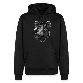 Warzenschwein - Männer Premium Bio Hoodie - Schwarz - Vorne - Nico (187cm)