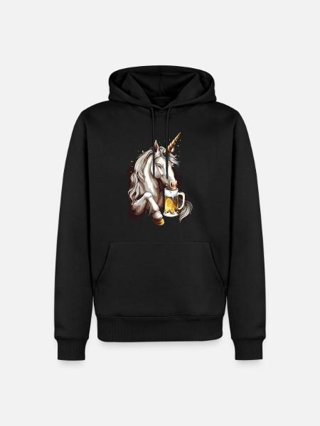 Einhorn Bier - Männer Premium Bio Hoodie - Schwarz