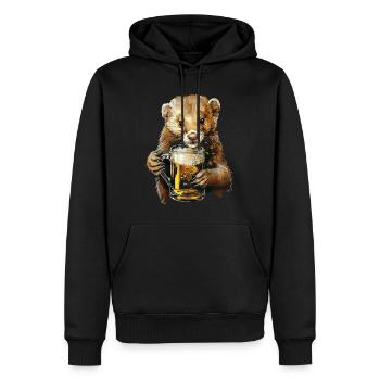 Wiesel Bier - Männer Premium Bio Hoodie - Schwarz - Vorne - Nico (187cm)