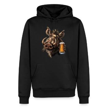 Warzenschwein Bier - Männer Premium Bio Hoodie - Schwarz - Vorne - Nico (187cm)