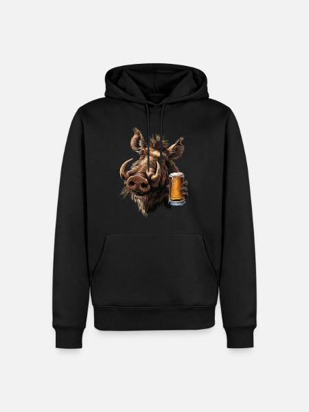 Warzenschwein Bier - Männer Premium Bio Hoodie - Schwarz
