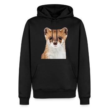 Hermelin - Männer Premium Bio Hoodie - Schwarz - Vorne - Nico (187cm)
