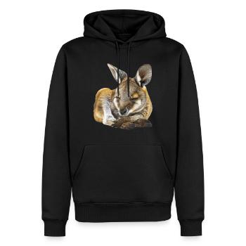 Wallaby - Männer Premium Bio Hoodie - Schwarz - Vorne - Nico (187cm)