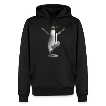 Pinguin - Männer Premium Bio Hoodie - Schwarz - Vorne - Nico (187cm)