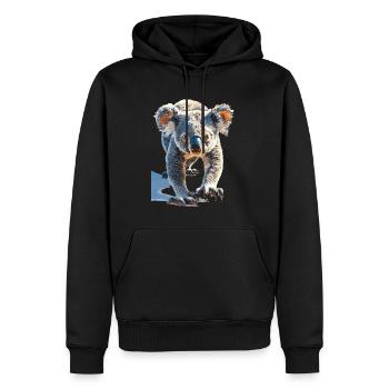 Koala - Männer Premium Bio Hoodie - Schwarz - Vorne - Nico (187cm)