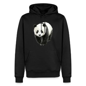 Panda - Männer Premium Bio Hoodie - Schwarz - Vorne - Nico (187cm)
