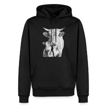 Hochlandrind - Männer Premium Bio Hoodie - Schwarz - Vorne - Nico (187cm)