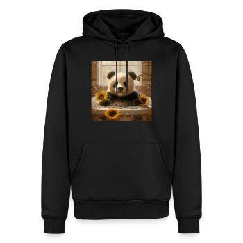 Panda - Männer Premium Bio Hoodie - Schwarz - Vorne - Nico (187cm)