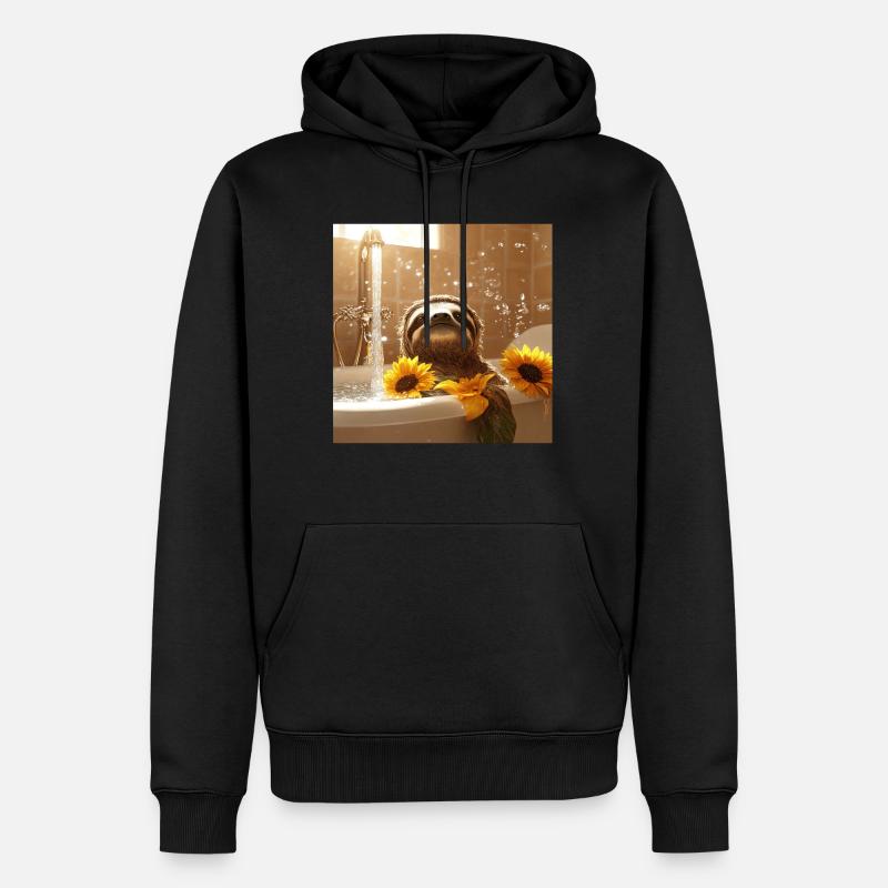 Faultier - Männer Premium Bio Hoodie - Schwarz