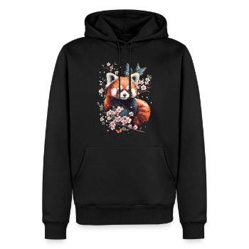 Roter Panda - Männer Premium Bio Hoodie - Schwarz - Vorne - Nico (187cm)