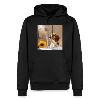Beagle - Männer Premium Bio Hoodie - Schwarz - Vorne - Nico (187cm)