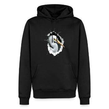 Reiher Vogel - Männer Premium Bio Hoodie - Schwarz - Vorne - Nico (187cm)
